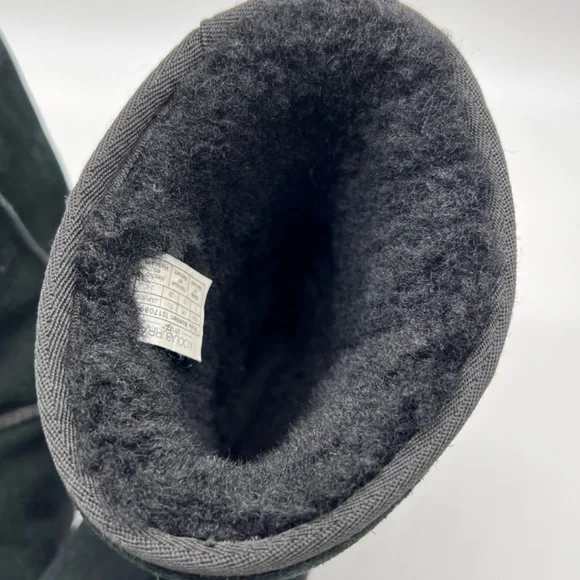 Koolaburra by UGG Black Leather Suede Calf Boots Y2K Faux Fur Lined Women Size 7 - Picture 12 of 14